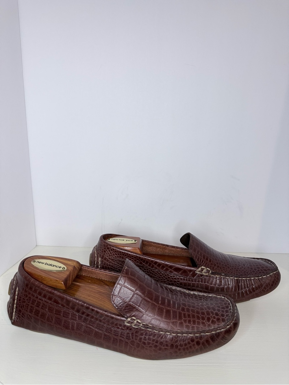 Cole Haan Brown Croc-Embossed Leather Driving Loafers Moccasins Size 9.5B